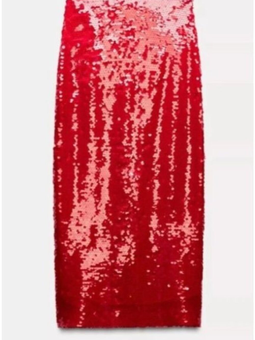 Zara Red Sequin Midi Skirt
